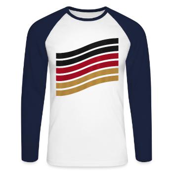 Allemagne Allemagne Allemand GER Almanya Alemania - T-shirt baseball manches longues Homme - blanc/marine - Devant - Nik (191cm)