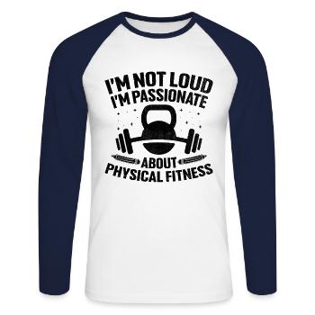 Professeur d’éducation physique Professeurs d’éducation physique École Spor - T-shirt baseball manches longues Homme - blanc/marine - Devant - Nik (191cm)