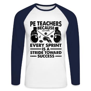 Sportlehrer Sportlehrer Schullehrer Schule Spor - Unisex Baseballshirt langarm - Weiß/Navy - Vorne - Nik (191cm)