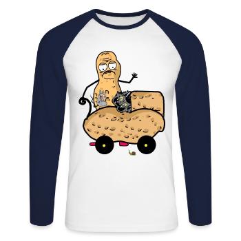 Cacahuète Chats Chaton Papa Animaux Chat Enfant - T-shirt baseball manches longues Homme - blanc/marine - Devant - Nik (191cm)