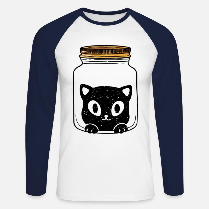 Cat Cat Gift Idea - Unisex Long Sleeve Baseball T-Shirt - white/navy