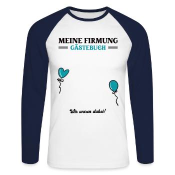 Firmung Gästebuch Firmungen Patenkinder Firmling - Unisex Baseballshirt langarm - Weiß/Navy - Vorne - Nik (191cm)