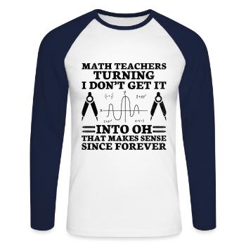 Professeur de mathématiques Professeur d’école Professeur de mathématiques drôle S - T-shirt baseball manches longues Homme - blanc/marine - Devant - Nik (191cm)