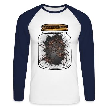 Halloween Spinnen Spinnentiere Spinne Phobie - Unisex Baseballshirt langarm - Weiß/Navy - Vorne - Nik (191cm)