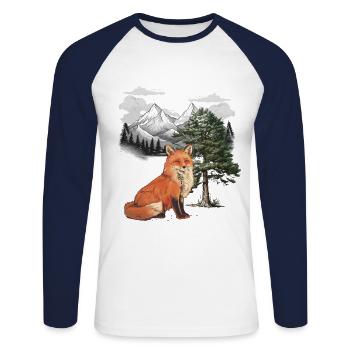 Fox, Foxes, Nature, Fairy Tale, Forest, Nature, Tree - Unisex Long Sleeve Baseball T-Shirt - white/navy - Front - Nik (191cm)