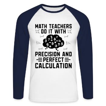 Professeur de mathématiques Professeur d’école Professeur de mathématiques drôle S - T-shirt baseball manches longues Homme - blanc/marine - Devant - Nik (191cm)