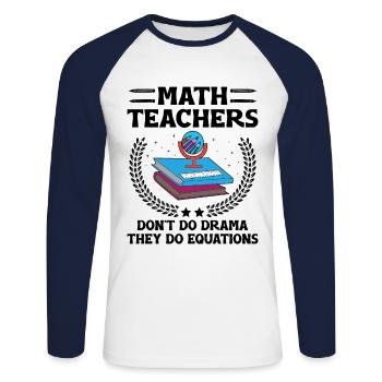 Mathelehrer Schullehrer Lustige Mathelehrer S - Unisex Baseballshirt langarm - Weiß/Navy - Vorne - Nik (191cm)