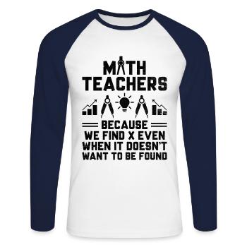 Professeur de mathématiques Professeur d’école Professeur de mathématiques drôle S - T-shirt baseball manches longues Homme - blanc/marine - Devant - Nik (191cm)