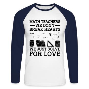 Professeur de mathématiques Professeur d’école Professeur de mathématiques drôle S - T-shirt baseball manches longues Homme - blanc/marine - Devant - Nik (191cm)