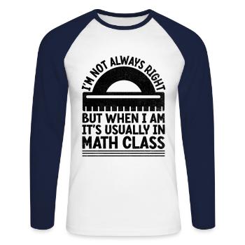 Mathelehrer Schullehrer Lustige Mathelehrer S - Unisex Baseballshirt langarm - Weiß/Navy - Vorne - Nik (191cm)