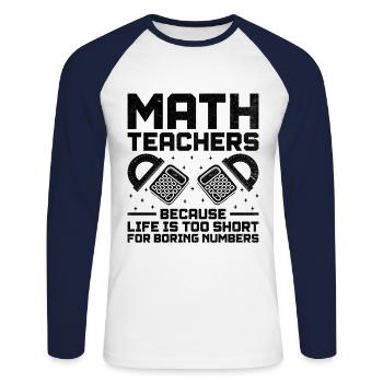 Mathelehrer Schullehrer Lustige Mathelehrer S - Unisex Baseballshirt langarm - Weiß/Navy - Vorne - Nik (191cm)