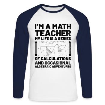 Mathelehrer Schullehrer Lustige Mathelehrer S - Unisex Baseballshirt langarm - Weiß/Navy - Vorne - Nik (191cm)