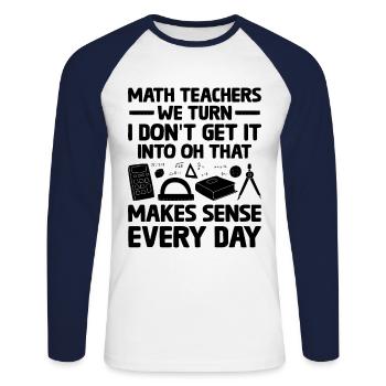 Mathelehrer Schullehrer Lustige Mathelehrer S - Unisex Baseballshirt langarm - Weiß/Navy - Vorne - Nik (191cm)