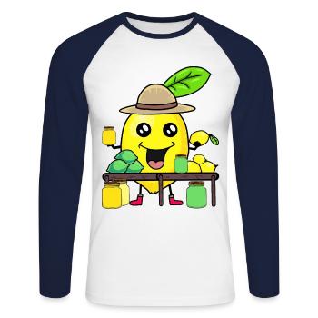 Lemon Lemons Juice Shop Lemon Summer Fruit - Unisex Long Sleeve Baseball T-Shirt - white/navy - Front - Nik (191cm)