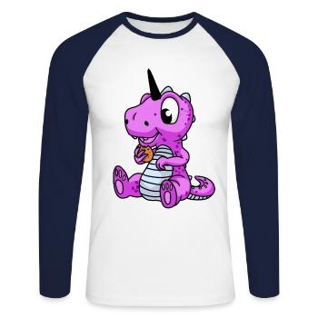 Unicorn Dragon Dino Fantasy Mythical Animals Kids - Unisex Long Sleeve Baseball T-Shirt - white/navy - Front - Nik (191cm)