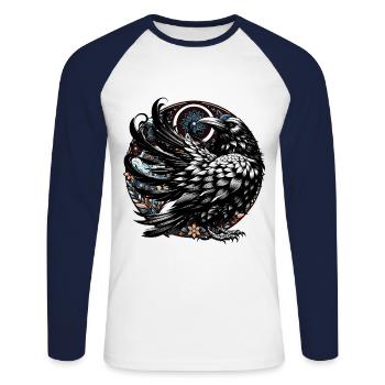 Raven Raven Crow Crow Halloween Occult - Unisex Long Sleeve Baseball T-Shirt - white/navy - Front - Nik (191cm)