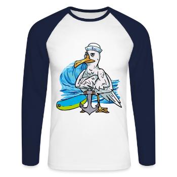 Seagulls Seaman Seagull Seamen Sailor Ahoy - Unisex Long Sleeve Baseball T-Shirt - white/navy - Front - Nik (191cm)