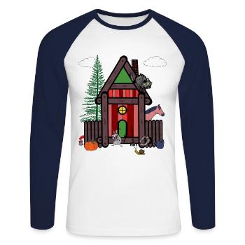 Herbst Oktober Bauernhof Bauernhoftiere Kind - Unisex Baseballshirt langarm - Weiß/Navy - Vorne - Nik (191cm)