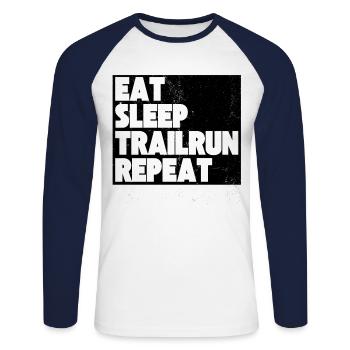 Trail Running Trail Run Traillauf Laufsport - T-shirt baseball manches longues Homme - blanc/marine - Devant - Nik (191cm)