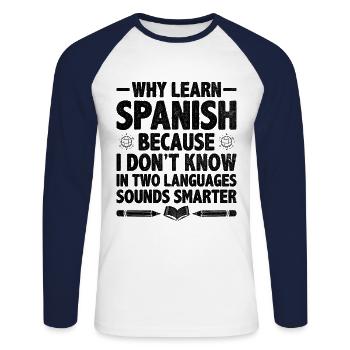 Foreign Language Teacher School Languages Teachers - Unisex Long Sleeve Baseball T-Shirt - white/navy - Front - Nik (191cm)