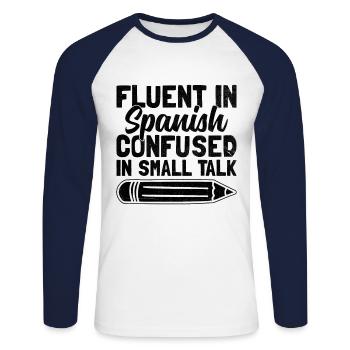 Foreign Language Teacher School Languages Teachers - Unisex Long Sleeve Baseball T-Shirt - white/navy - Front - Nik (191cm)