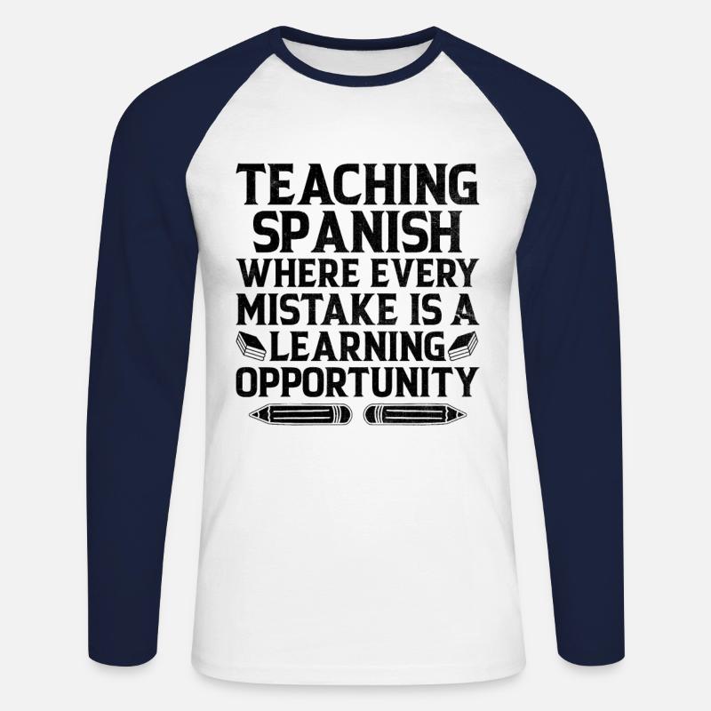 Fremdsprachenlehrer Schule Sprachlehrer - Unisex Baseballshirt langarm - Weiß/Navy