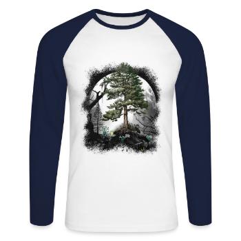 Forest Nature Nature Lover Trees Tree - Unisex Long Sleeve Baseball T-Shirt - white/navy - Front - Nik (191cm)