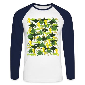 Ocean Camouflage – marine life in camouflage style - Unisex Long Sleeve Baseball T-Shirt - white/navy - Front - Nik (191cm)