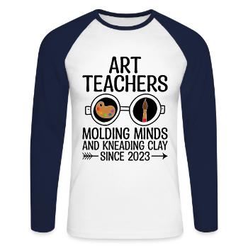 Kunstlehrer Schullehrer Lustige Kunstlehrer Scho - Unisex Baseballshirt langarm - Weiß/Navy - Vorne - Nik (191cm)