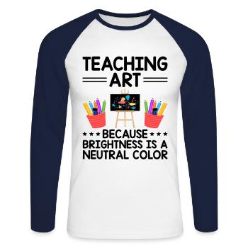 Kunstlehrer Schullehrer Lustige Kunstlehrer Scho - Unisex Baseballshirt langarm - Weiß/Navy - Vorne - Nik (191cm)