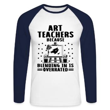 Kunstlehrer Schullehrer Lustige Kunstlehrer Scho - Unisex Baseballshirt langarm - Weiß/Navy - Vorne - Nik (191cm)