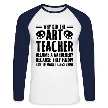 Kunstlehrer Schullehrer Lustige Kunstlehrer Scho - Unisex Baseballshirt langarm - Weiß/Navy - Vorne - Nik (191cm)