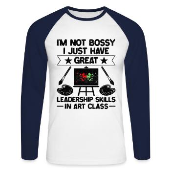 Kunstlehrer Schullehrer Lustige Kunstlehrer Scho - Unisex Baseballshirt langarm - Weiß/Navy - Vorne - Nik (191cm)