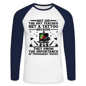 Kunstlehrer Schullehrer Lustige Kunstlehrer Scho - Unisex Baseballshirt langarm - Weiß/Navy - Vorne - Nik (191cm)