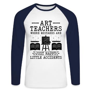 Kunstlehrer Schullehrer Lustige Kunstlehrer Scho - Unisex Baseballshirt langarm - Weiß/Navy - Vorne - Nik (191cm)