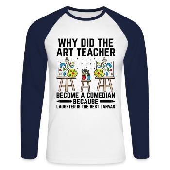 Kunstlehrer Schullehrer Lustige Kunstlehrer Scho - Unisex Baseballshirt langarm - Weiß/Navy - Vorne - Nik (191cm)