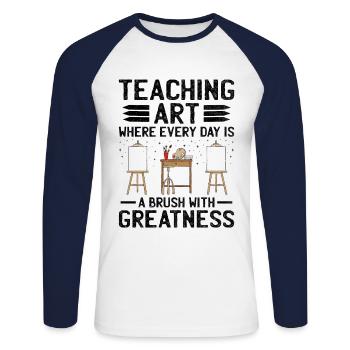 Kunstlehrer Schullehrer Lustige Kunstlehrer Scho - Unisex Baseballshirt langarm - Weiß/Navy - Vorne - Nik (191cm)