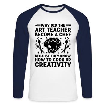 Art Teacher School Teacher Funny Art Teachers Scho - Unisex Long Sleeve Baseball T-Shirt - white/navy - Front - Nik (191cm)