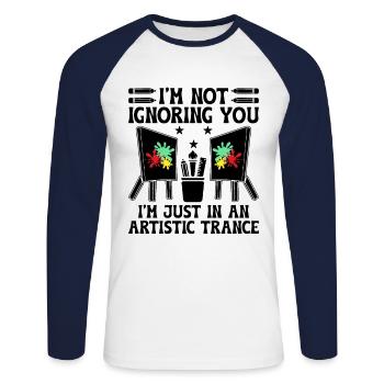 Kunstlehrer Schullehrer Lustige Kunstlehrer Scho - Unisex Baseballshirt langarm - Weiß/Navy - Vorne - Nik (191cm)