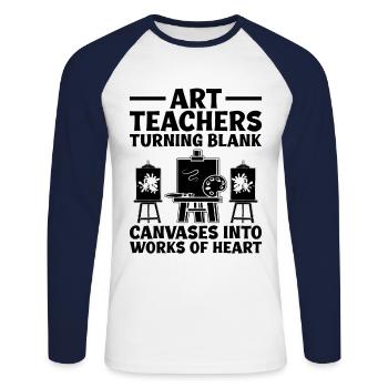 Kunstlehrer Schullehrer Lustige Kunstlehrer Scho - Unisex Baseballshirt langarm - Weiß/Navy - Vorne - Nik (191cm)