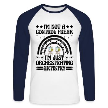 Kunstlehrer Schullehrer Lustige Kunstlehrer Scho - Unisex Baseballshirt langarm - Weiß/Navy - Vorne - Nik (191cm)