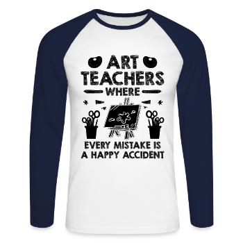 Kunstlehrer Schullehrer Lustige Kunstlehrer Scho - Unisex Baseballshirt langarm - Weiß/Navy - Vorne - Nik (191cm)