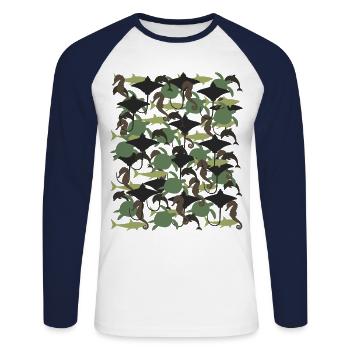 Ocean Camouflage – marine life in camouflage style - Unisex Long Sleeve Baseball T-Shirt - white/navy - Front - Nik (191cm)
