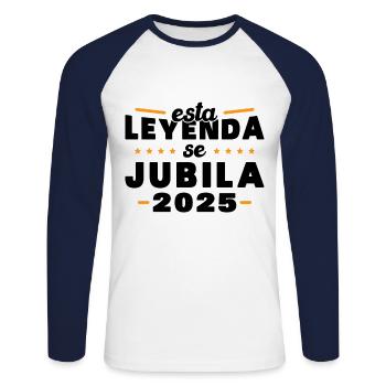 Humour 2025 Cadeau de retraite, Retraité 2025 - T-shirt baseball manches longues Homme - blanc/marine - Devant - Nik (191cm)