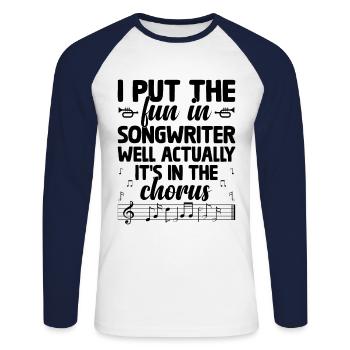 Musicien Auteur-compositeur Chanteur Musicien Musique Musique Pr - T-shirt baseball manches longues Homme - blanc/marine - Devant - Nik (191cm)