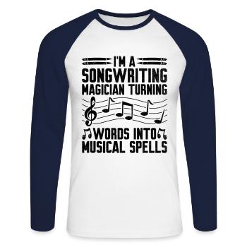 Musicien Auteur-compositeur Chanteur Musicien Musique Musique Pr - T-shirt baseball manches longues Homme - blanc/marine - Devant - Nik (191cm)