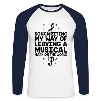 Musician Songwriter Singer Musician Music Music Pr - Unisex Long Sleeve Baseball T-Shirt - white/navy - Front - Nik (191cm)