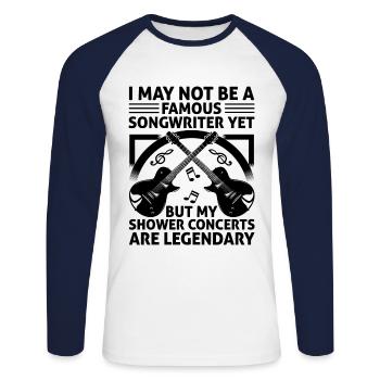 Musicien Auteur-compositeur Chanteur Musicien Musique Musique Pr - T-shirt baseball manches longues Homme - blanc/marine - Devant - Nik (191cm)