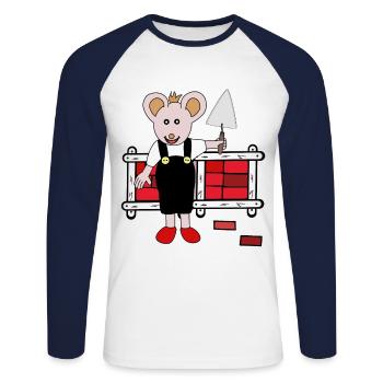 Maus Mäuse Maurer Handwerker Handwerk Berufe - Unisex Baseballshirt langarm - Weiß/Navy - Vorne - Nik (191cm)
