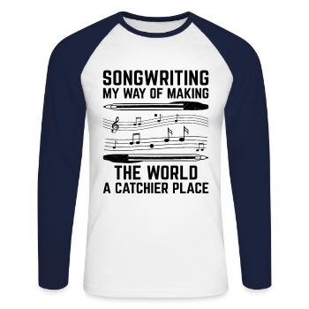 Musician Songwriter Singer Musician Music Music Pr - Unisex Long Sleeve Baseball T-Shirt - white/navy - Front - Nik (191cm)